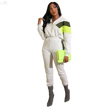 

Winter Women Set Full Sleeve Tracksuit Sportwear Women Patchwork Zipper Tops Pencil Pantstwo Piece Set Suit Sporty Women Outfits