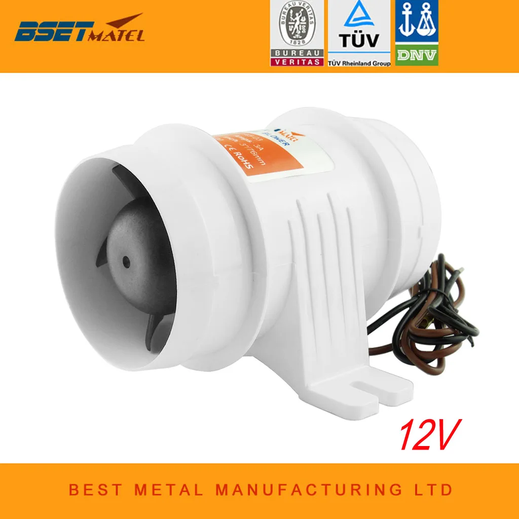 4/" Boat In Line Bilge Blower Fan 24V Marine Cabin Engine Ventilation 270CFM