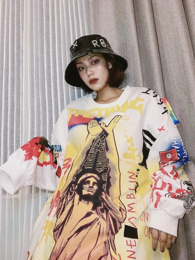 Осень уличная свобода принт граффити забавная личность тренд BF Harajuku Хип-хоп свитшот с круглым вырезом толстовка с капюшоном