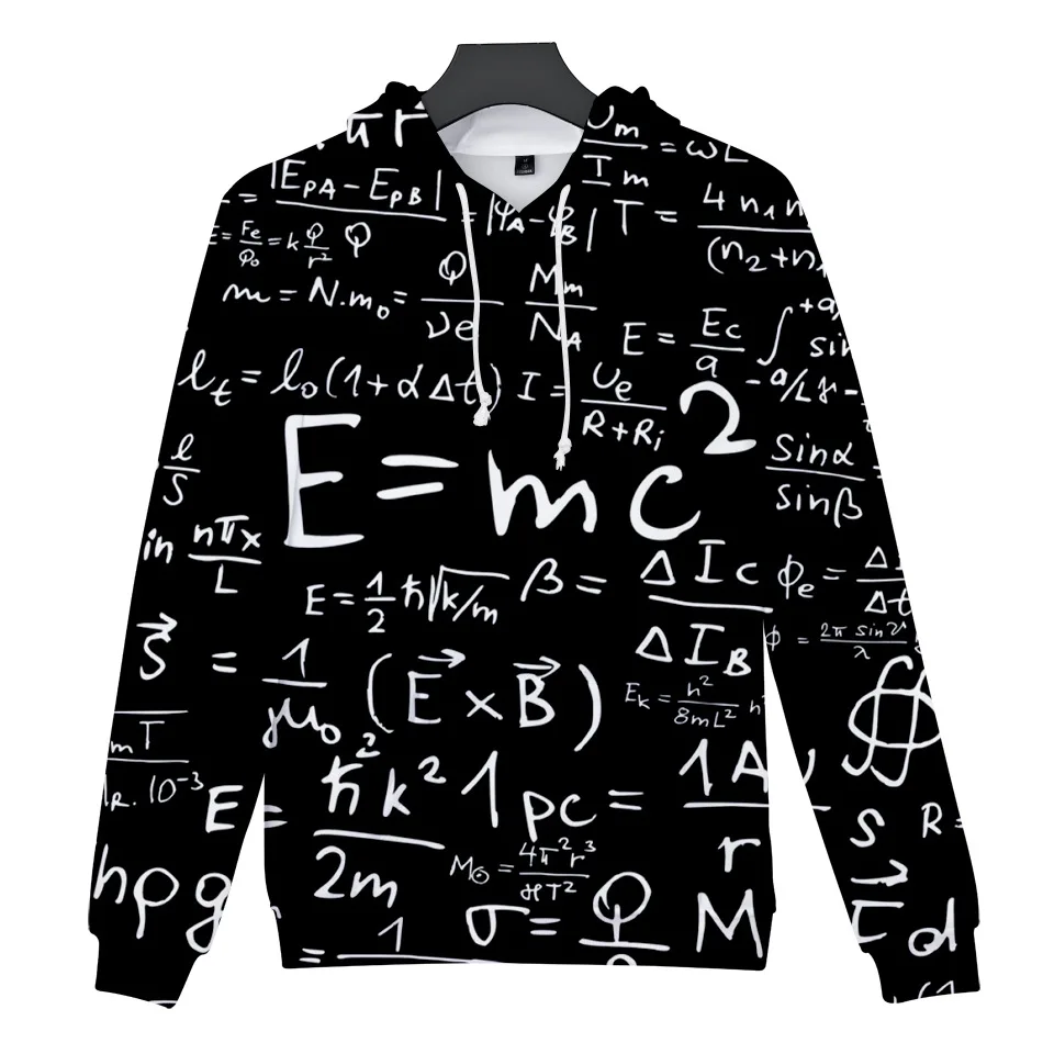 

ZOGAA Funny Albert Einstein's 3D hoodie high achiever formula pattern E=MC2 digital printing men's and women's couple hoodies