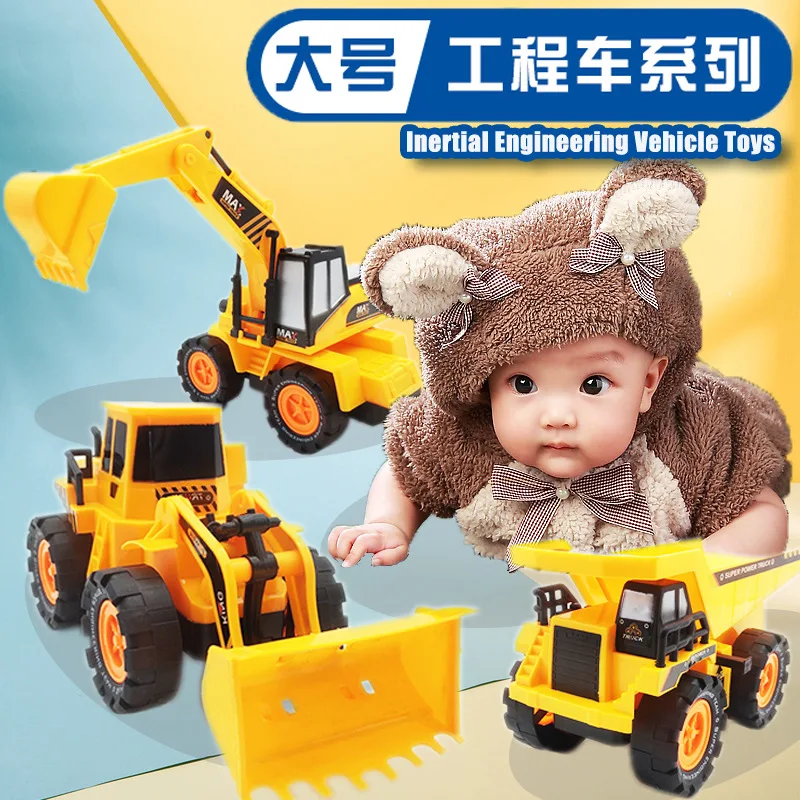 

Large Size Model Inertia Engineering Vehicle Model Bulldozer Excavator Car Toy Stall