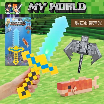 

New Minecrafted Model Minifigures Puzzle Assembled Building Blocks Children Steve Diamond Sword Boy Toy gift for children adults