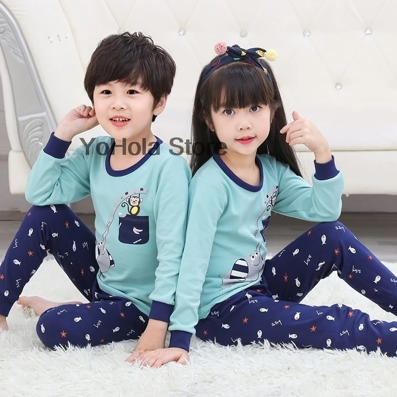 Kids Pajamas Children Sleepwear Baby Pajamas Sets Boys Girls Cartoon Pyjamas Pijamas Cotton Nightwear Clothes Kids Homewear pajama sets couple	 Sleepwear & Robes