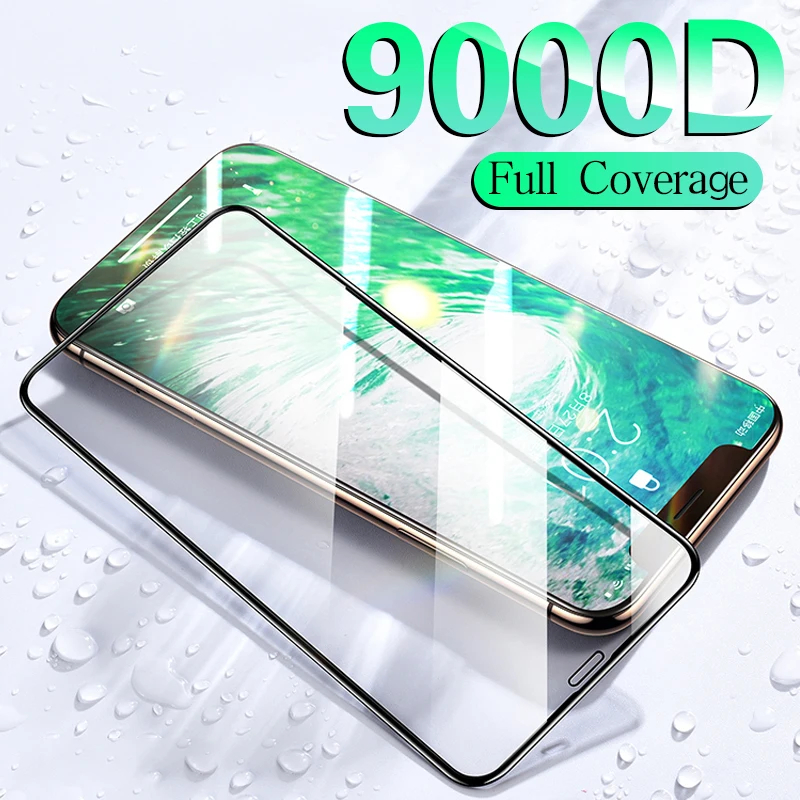 9000D полное покрытие Защитное стекло для iPhone 7 6 6s 8 Plus Закаленное пленка X XS XR 11 Pro Max SE