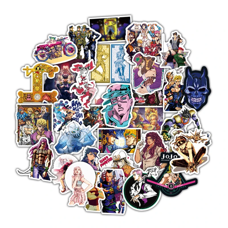 10/30/50 unids/pack anime japonés JoJo es extraño adhesivos de aventuras para monopatín casco de la caja de regalo bicicleta ordenador portátil Coche