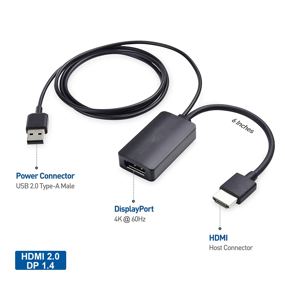 Convertisseur adaptateur câble Displayport DP vers HDMI 2.0 4K@60HZ 4K@30HZ  1080