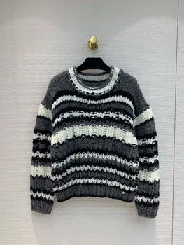 

2019 Autumn & Winter Women's New Model Fashionable Casual British School Style Striped Cashmere Sweater