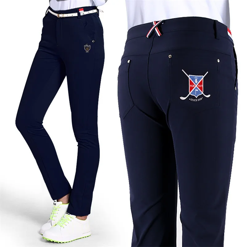 PGM штаны для гольфа, женские брюки, осенняя спортивная одежда, Тонкие штаны для гольфа, тенниса, быстросохнущие женские длинные брюки, эластичные спортивные штаны - Цвет: Navy blue