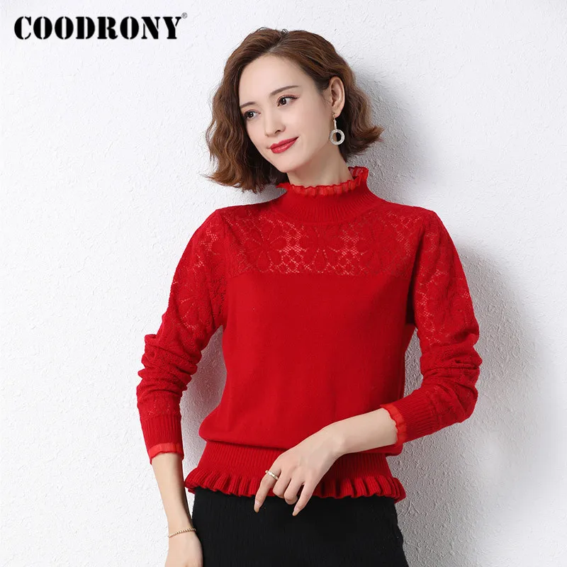 

COODRONY Brand 2020 Autumn Winter High Quality 100% Wool Womenâ€™s Clothing Elegant Knitting Slim Pullover Female Sweaters W1183