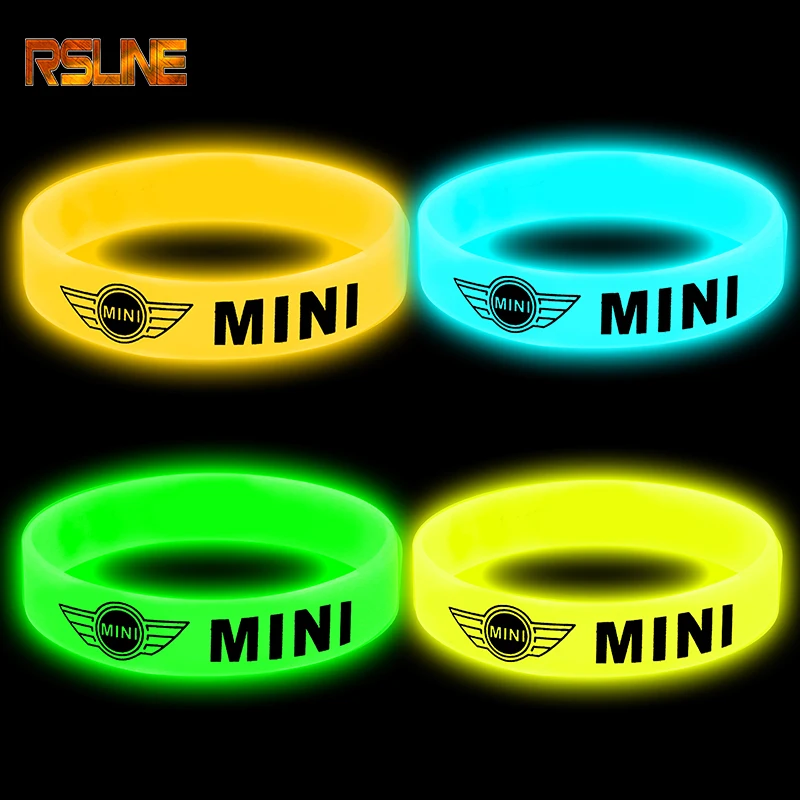 

1pcs Luminous car badge Silicone holographic bracelet sport wristband For BMW Mini R56 R50 R53 F56 R60 2011 2012 Car accessories