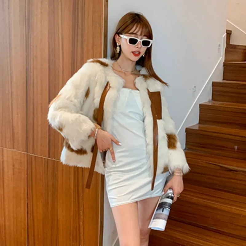 

Autumn Winter Womens Lamb Fur Coat Real Sheep Mongolian Fur Coats Short Jacket Fashion Luxury Designer Leather Outwear Female