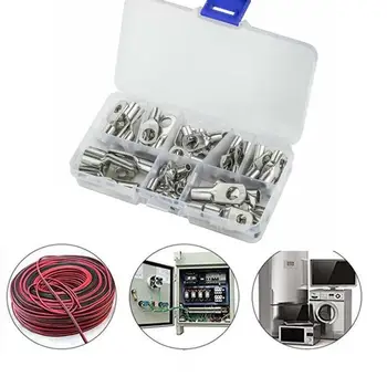 

140PCS/SET SC25-6 25-8 25-10 25-12 Copper Cable Lug Kit Lugs Bolt Cable Hole Wire Terminals Copper Battery Tinned Connector E7Q7