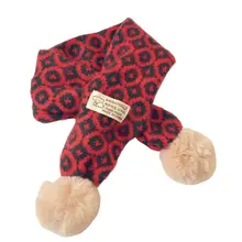 Корейский детский шарф с геометрическим рисунком и плюшевыми помпонами; вязаный мягкий шарф с перекрестным воротником; 95AB