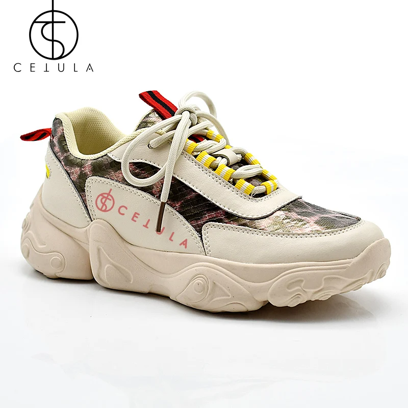 

@Cetula 2019 Stylish Woman Running Shoes Handcrafted Lace-up Sneakers Breathable Wave Sports Walking Leopard Print Fashion Shoes