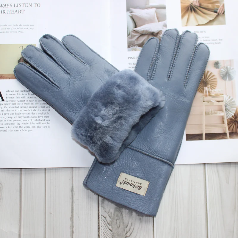 Gants en cuir de mouton pour femme, hiver chaud doublure en