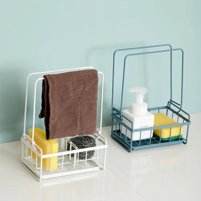 

Kitchen Storage Rack Towel Sponge Sink Drain Racks Dishcloth Hanging Rack Soap Holder Wall Mounted Storage Baskets Home Supplies