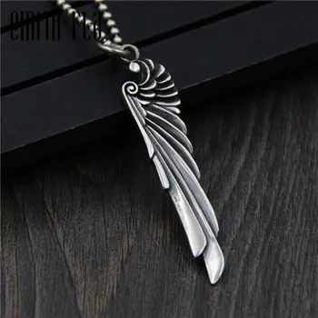 

Emith Fla Genuine 925 Sterling Silver Vintage Punk Thai Silver Eagle Feather Pendant For Women Men Necklace Jewelry