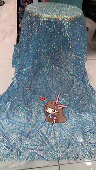 

David-11.9512 embroidered Mesh Tulle fabric Factory price sequins Nigerian lace fabrics