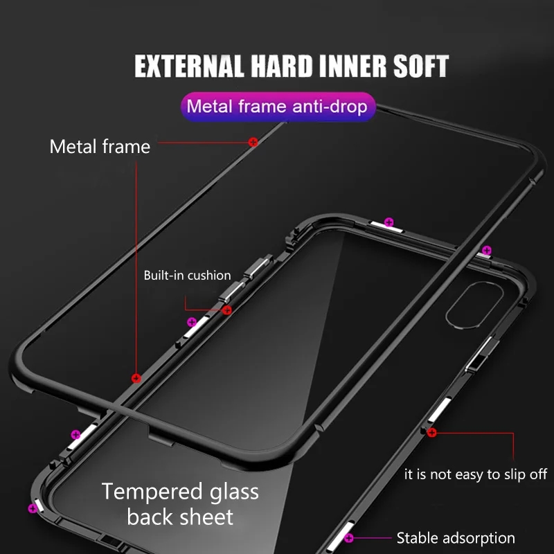 Роскошный противоударный чехол с магнитной адсорбцией для huawei P30 P20 Honor 10 Lite mate 20 Pro P Smart, задняя крышка из закаленного стекла