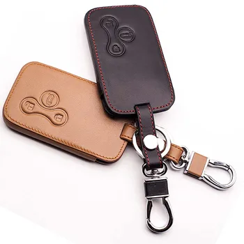 

Fashion men High quality Case Cover Holder Leather Key Holder For Renault 3 buttons remote control protect shell starline a91