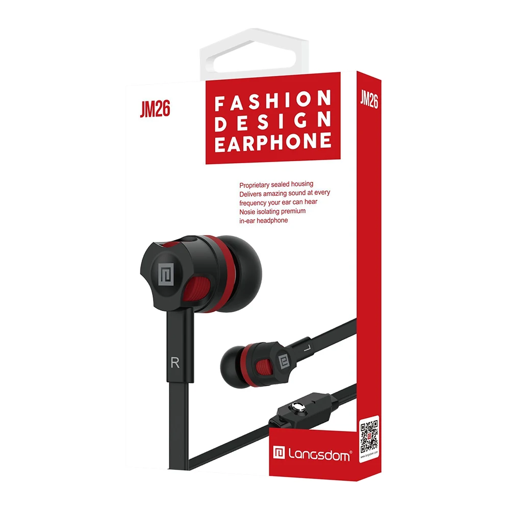 

LANGSDOM JM26 Wired In-ear Earphones Stereo Earphone Gaming Headsets Earphone with mic In-line Contol for iOS Android Phones
