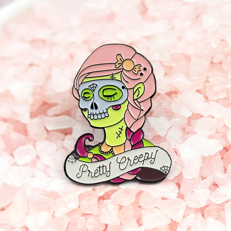 

Green face witch enamel pin badge brooch Halloween party clothes collar decoration accessory 1PC