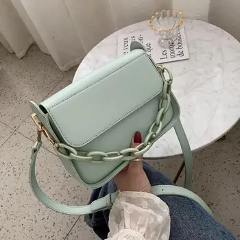 

Solid Color PU Leather Crossbody Bags For Women 2020 Summer Chain Designer Small Handbags Lady Shoulder Messenger Bag Travel Sac