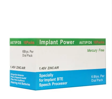 60 PCS ZeniPower Cochlearar батареи слухового аппарата. Цинк воздуха 675 P/A675P/PR44P батарея для Cochlear слуховых аппаратов