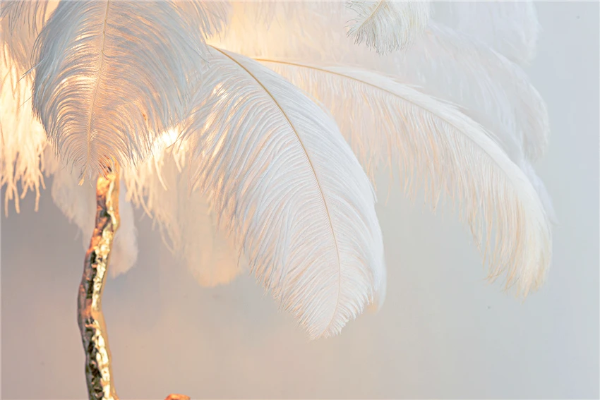 Новинка в скандинавском стиле, стоящая лампа из страусиных перьев, Рождественские огни, торшер с пальмой, романтическая атмосфера, зал, вилла, студия, салон