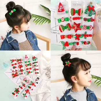 

5Pcs Princess headdress Cute Christmas Hair Clip Candy Santa Claus Hairpin Baby Girl Headdress Duckbill Clip Butterfly Hair Clip