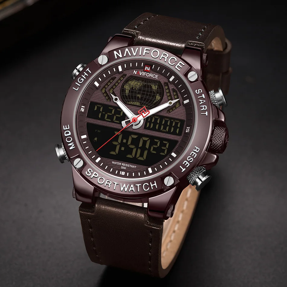 Naviforce Men's Wristwatch Clock Analog Digital Mens Watches Top Brand Luxury Chronograph Waterproof Man Watch Digital