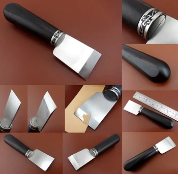 

Leather Craft Hardwood Handle All Purpose Straight Skiver Trim Cutter Knife Tool - Creaser Groover Skiver Beveler Awl Slicker