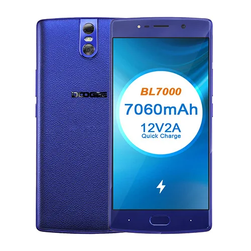 DOOGEE BL7000 7060 мАч 12V2A Быстрая зарядка 5,5 ''FHD MTK6750T Восьмиядерный 4 Гб ОЗУ 64 Гб ПЗУ смартфон Двойная камера 13,0 МП Android 7,0 - Цвет: Blue