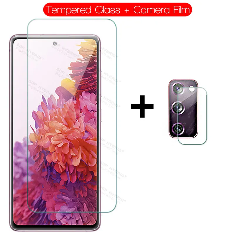 Transparent Clear TPU Silicone Case For Samsung Galaxy S20 FE Tempered Glass on For Galaxy S20FE Camera Protection Film Shield kawaii phone cases samsung Cases For Samsung