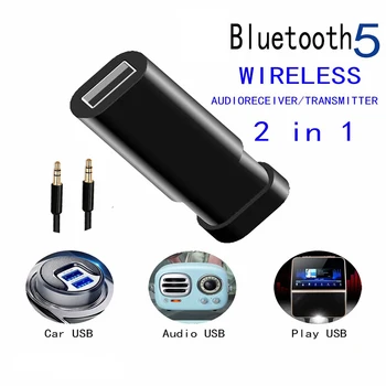 

New 5.0 Bluetooth Wireless Audio Stereo Receiver & Transmitter 3.5mm Aux And Usb Retractable Bluetooth 2-in-1 Audio Receiver