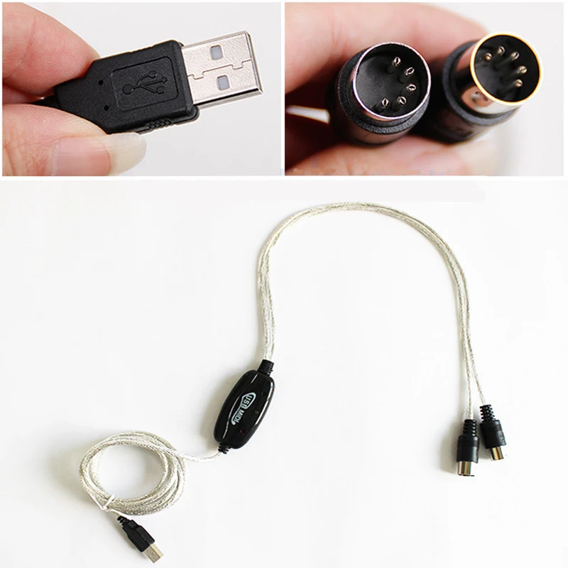 MIDI to USB cable keyboard music cable Converter PC to Music Keyboard Adapter Cord Easy to Converter Installtion Latest version