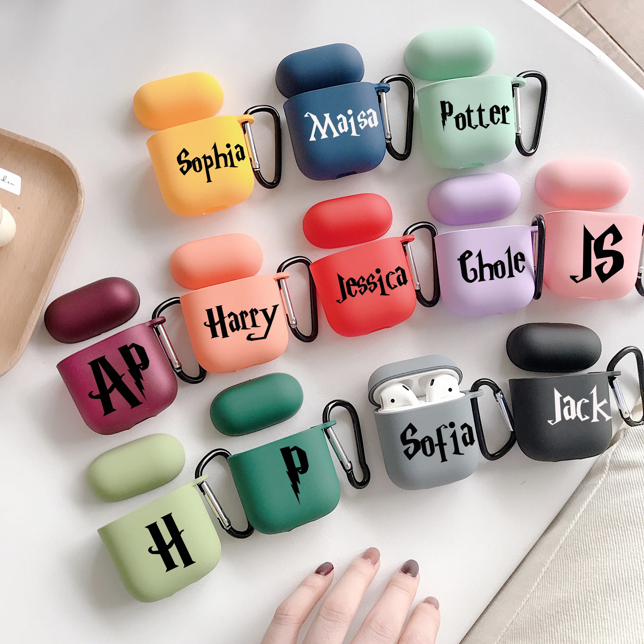 Customized Handwriting Name Case for Airpod 2 with keychain neck Soft TPU Protective DIY Airpods pro Personalized Gift | Электроника