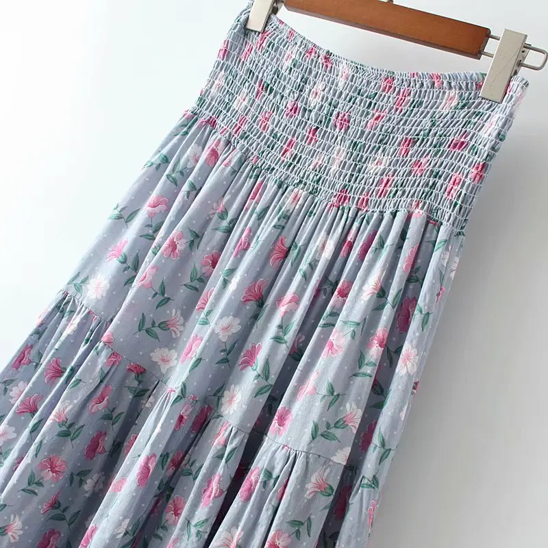 Винтажная шикарная модная женская пляжная юбка хиппи в богемном стиле с цветочным принтом, высокая талия, макси-линия, бохо-Юбка Для Женщин