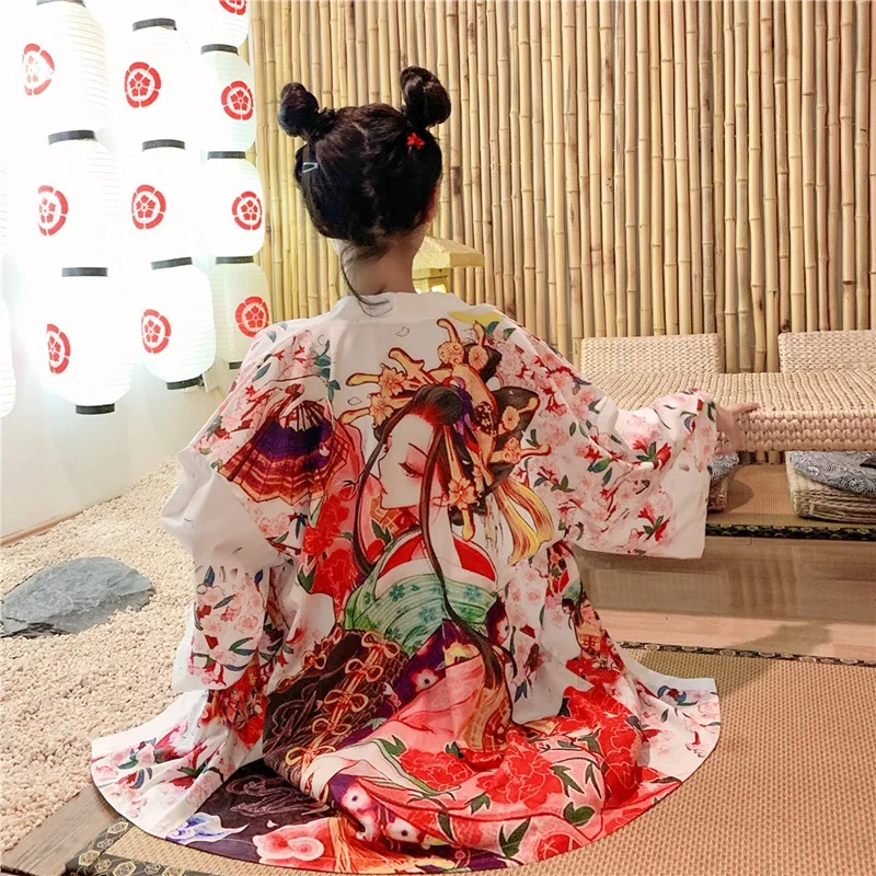 Japanese Kimono Women 2025 Cardigan Beach Traditional Cosplay Yukata Female Obi Haori Clothing