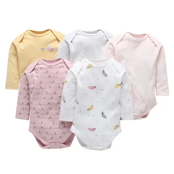 

5 Piece Suit Newborn Baby Rompers Infant Baby Boys Girls Long Sleeved Cotton Cute Print Romper Baby Spring And Autumn jumpsuit
