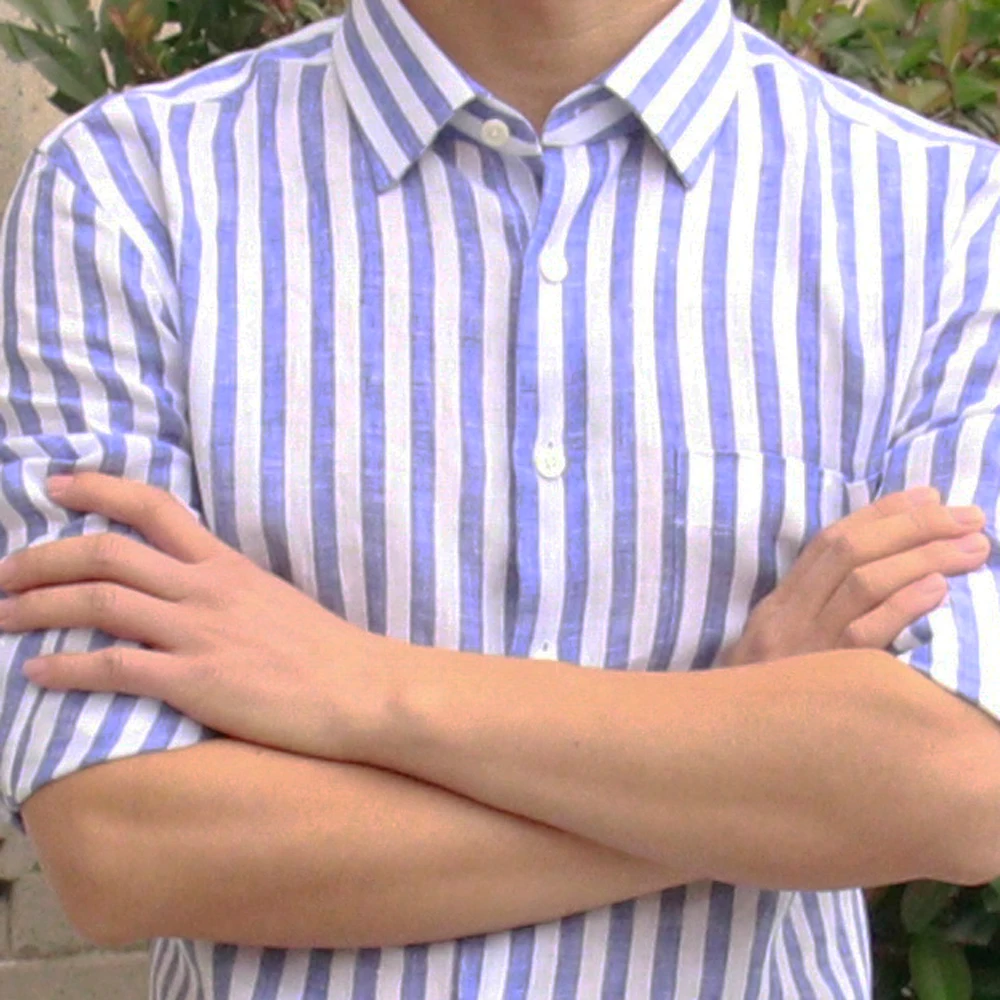 Luxury Spring Summer Men's Dress Shirt Custom Made Shirts 100% Linen Blue Stripe Breathable Linen Shirts Tailor Made Men Shirts