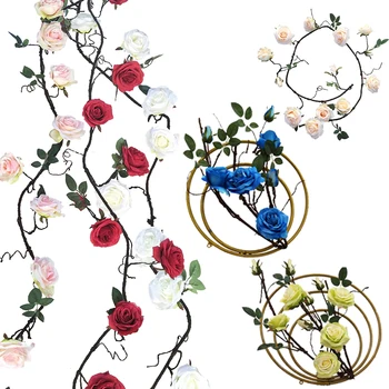 

Simulation Rose Flower Artificial Silk Rose Ivy Vine Hanging Garland Home Wedding Decor Fake Flower Party Garden Home Decoration
