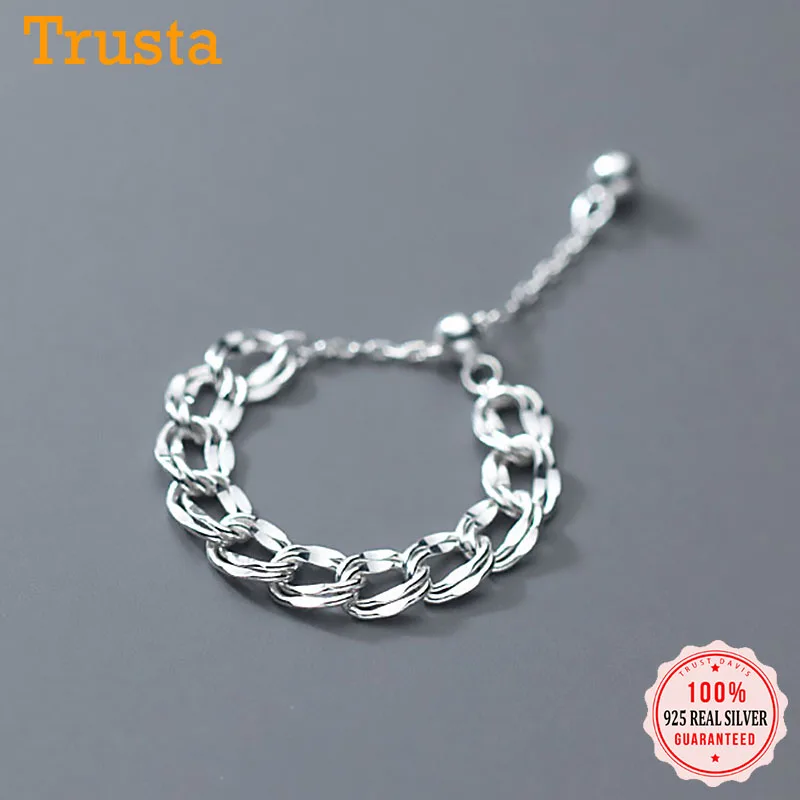 TrustDavis Real 925 Sterling Silver Fashion Minimalist Snake Cool Chain Ring Sizable For Women Wedding Party Fine Jewelry DA2133 | Украшения