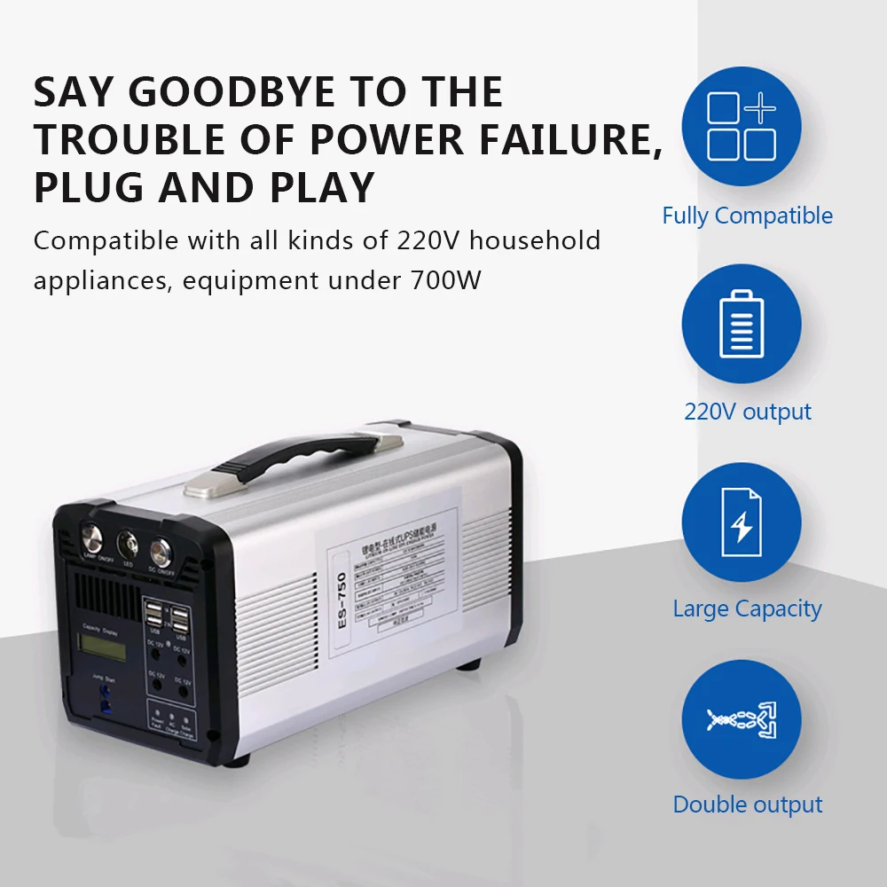 US $599.89 Protable Solar Power Station MultiFunction 60Ah700Wh Mobile Lithium Battery Power Bank Emergency Car Jump Starter With Lighting