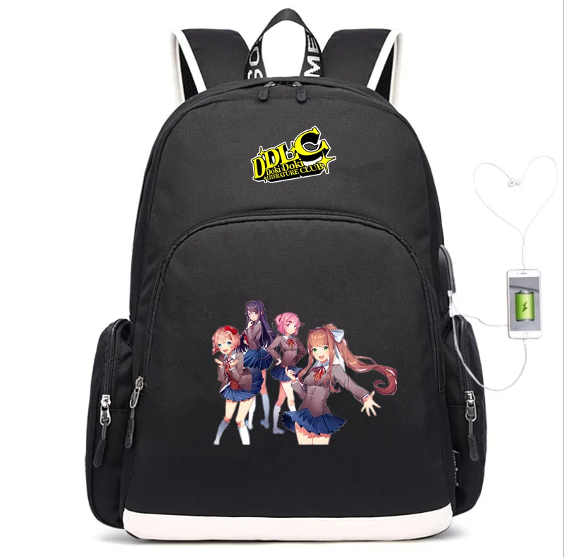 5 DDLC школьная сумка из холщовой ткани, детский рюкзак, USB зарядка, сумка через плечо, сумка для ноутбука, дорожная сумка, рюкзак - Цвет: 5