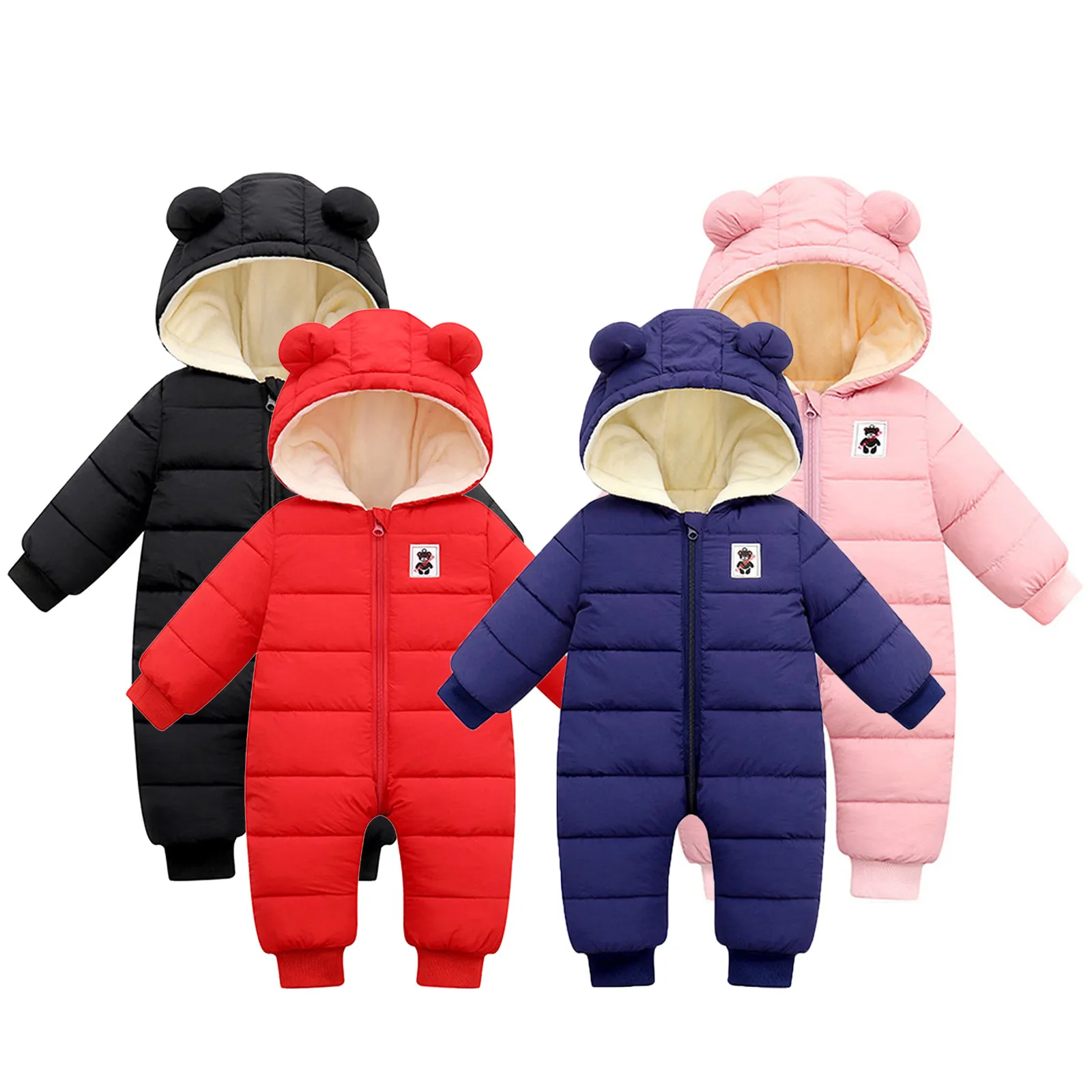 Baby Romper Children's Winter Overall Hooded Snowsuit Windproof Jumpsuit 0-18M