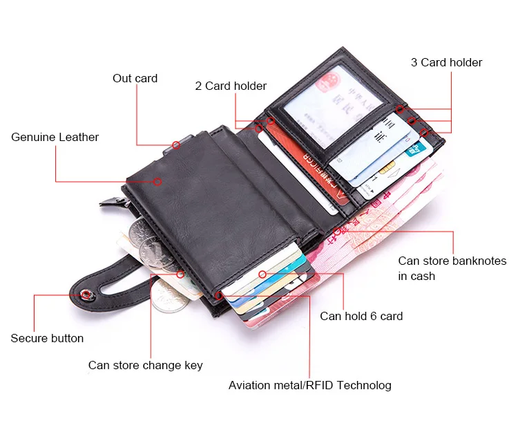 DIENQI RFID визитница смарт-кошельки Мужской кожаный тройной бумажник черный Винтаж Короткие мужские кошельки с карманом для монет Walet Vallet