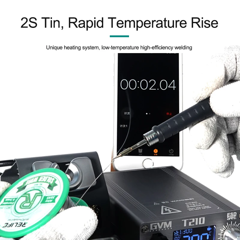 Zintegrowane końcówki lutownicze GVM C210 i rdzeń grzejny wydajne przewodnictwo cieplne odzyskiwanie temperatury dla GVM T210