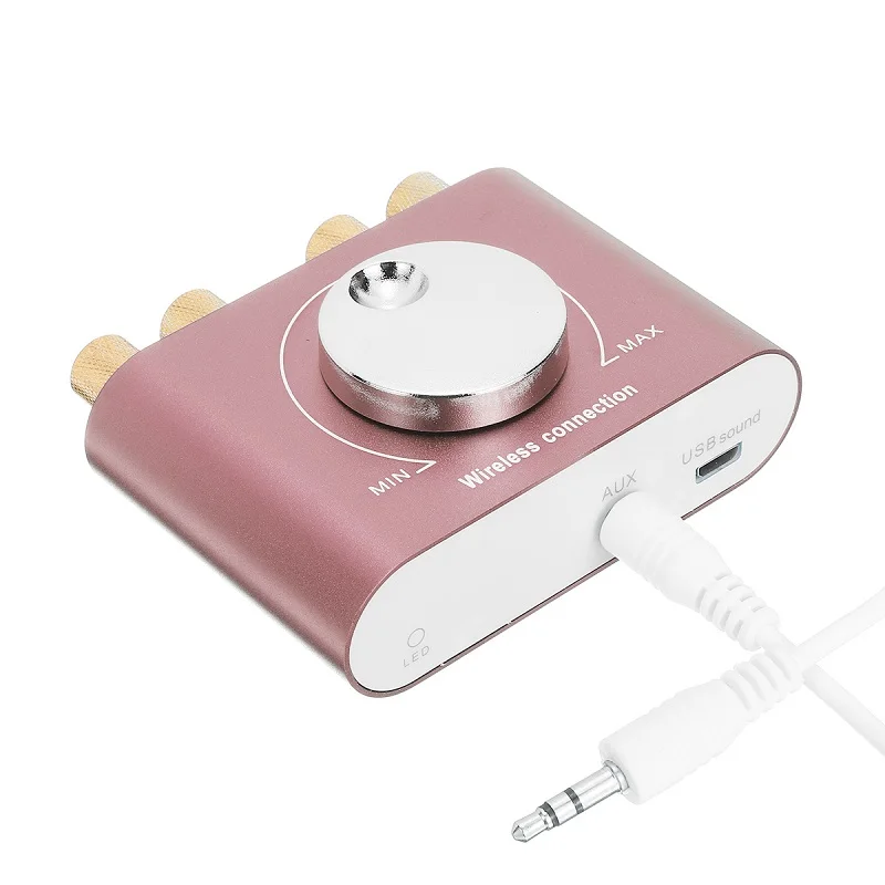 Nobsound 12 в 100 Вт HiFi мини усилитель мощности AUX для android USB цифровой амперметр bluetooth 4,2 аудио усилитель мощности - Цвет: Rose Gold