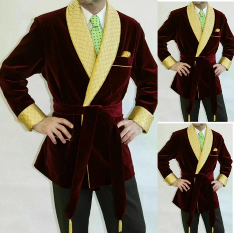 

Мужские костюмы, длинная куртка, вельветовый халат, вечернее кожаное пальто с лацканами, индивидуальные высококачественные модные деловые повседневные Костюмы для выпускного